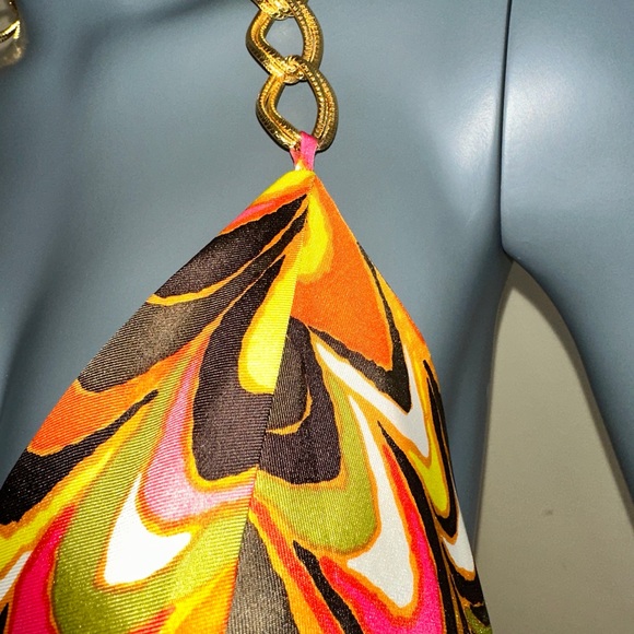 MILLY NY GOLD CHAIN HALTER MAXI DRESS - Picture 6 of 12